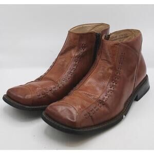 Giovanni Ankle High Brown Leather Dress Shoes Boots W/ Side Zipper Men's Size 12